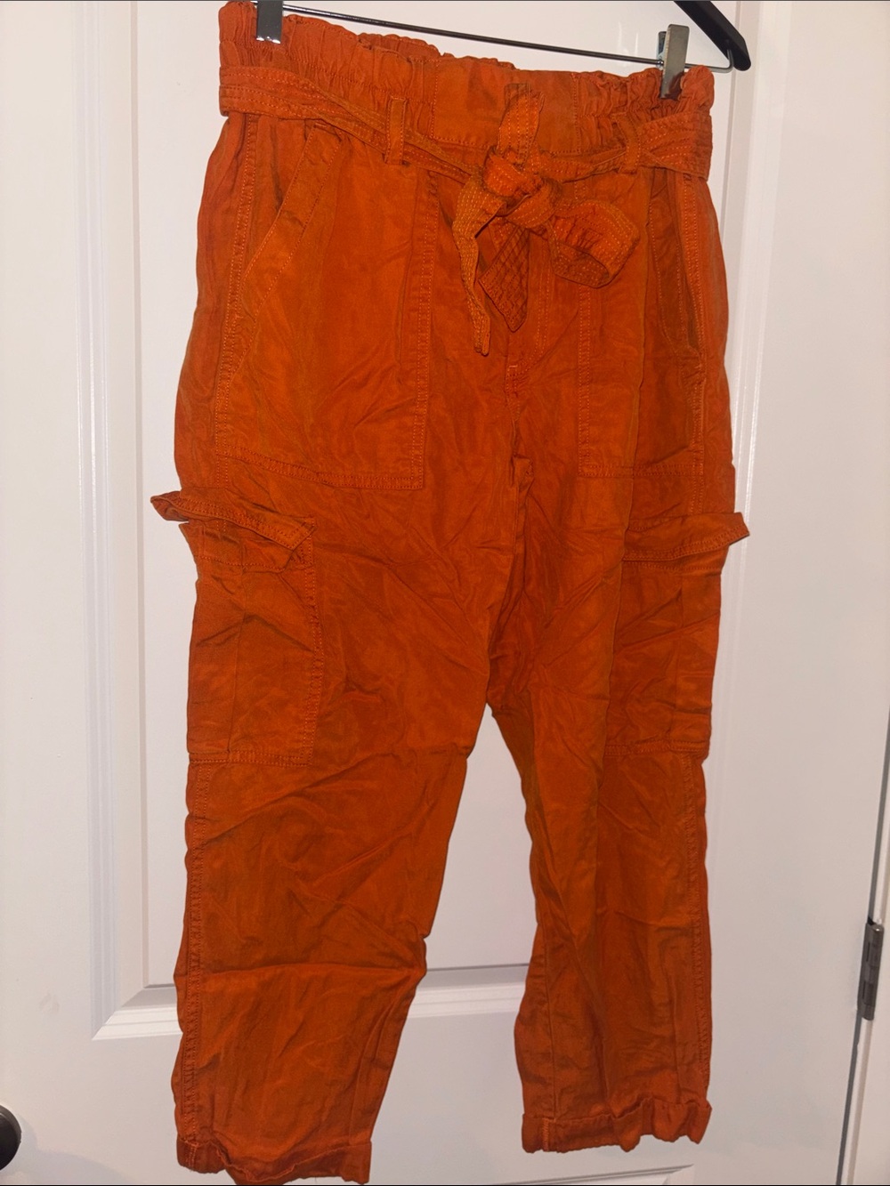Banana Republic Orange Cargo Pants with Waist Tie